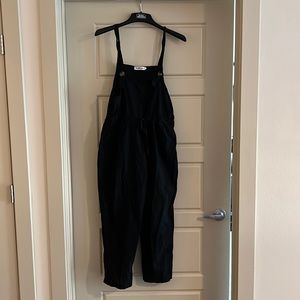 Oversized linen overalls